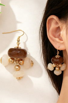 Stone Drop Earrings With Dangling Stone Charms