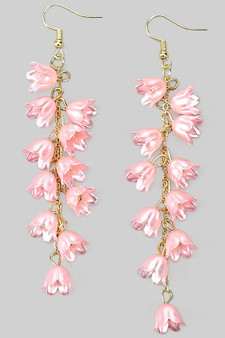 Tiered Flower Bell Charm Drop Earrings