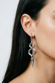 Small Hoops With Drop Chain Links And Spikes