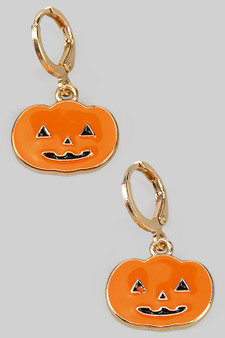 Lacquered Pumpkin Charm Hoops