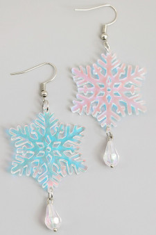Acrylic Christmas Snow Flake Dangle Earrings