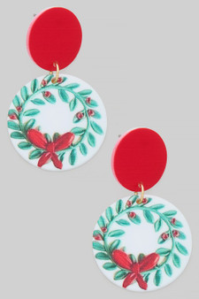Acrylic Christmas Wreath Earrings