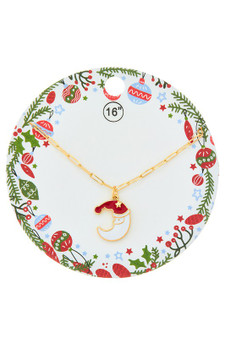 Crescent Moon Christmas Hat Pendant Necklace