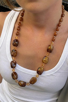 Long Stone And Bead Necklace