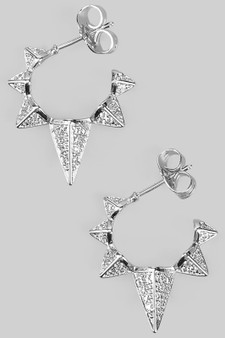 Spiked Brass Hoops With Cz Pave