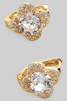 Quatrefoil Cz Charm Hoops