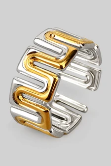 Two Tone Zig Zag Cutout Ring