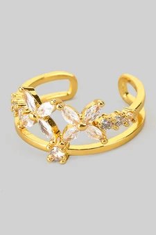 Cz Flower Petal Cutout Stack Ring