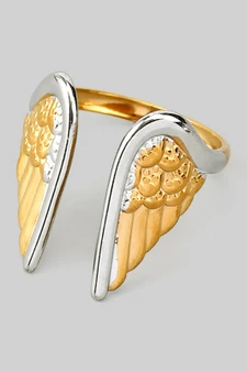 18K Steel Two Tone Angel Wings Ring