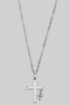 Cz Pave Cross Pendant Mini Cross Stainless Necklace