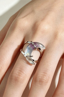Gothic Colored Crescent Moon Stone Ring