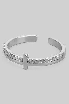 Sideways Cross Cz Pave Ring