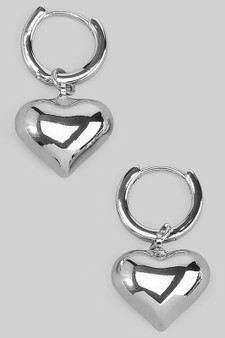 Puff Heart Charm Huggies