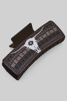 Bull Skull Western Rectangular Hair Clip