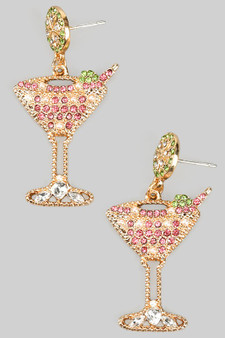 Lime Post Pink Cocktail Pave Drop Earrings