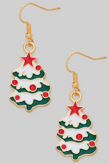 Metal Christmas Tree Earrings