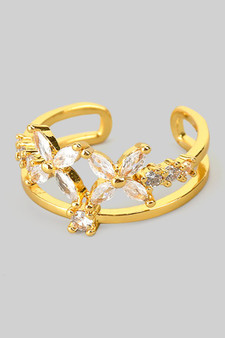 Cz Flower Petal Cutout Stack Ring