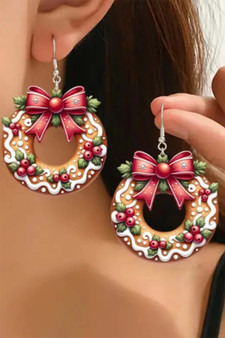 Acrylic Gingerbread Cookie Wreath Drop Earrings