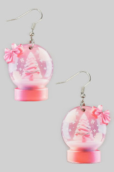 Snow Globe Christmas Drop Earrings