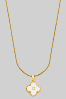 Stainless Steel Mop Quatrefoil Pendant Necklace