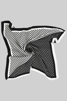 Two Tone Black And White Stripe Woven Square Scarf