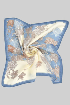 Woven Two Tone Flower Print Square Scarf