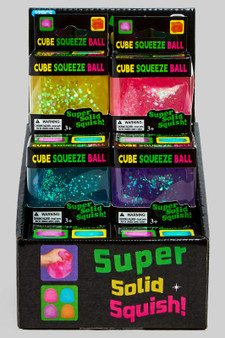 Glitter Squishy Cube Stress Relief Assorted Dozen Pack
