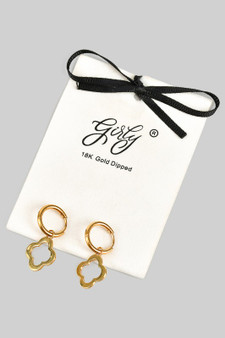 Stainless Steel Hoops With Quatrefoil Charm