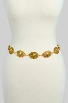 Bull Skull Medallion Link Chain Belt
