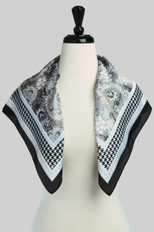 Silky Paisley Houndstooth Print Square Scarf