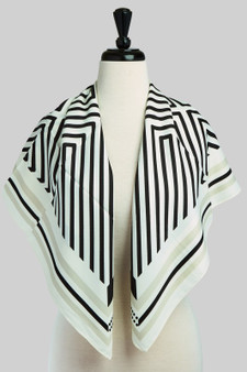 Silky Geometric Black White Print Square Scarf