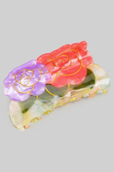 Colorful Marbled Acrylic Rose Hair Clip
