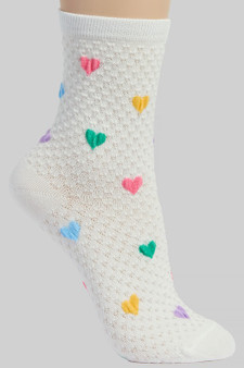 Multi Color Heart Pattern Ankle Socks
