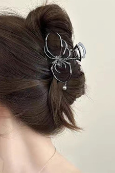 Spider Hair Clip With Stone And Pearl Accents
