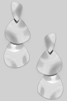 Triple Tiered Hammered Drop Earrings
