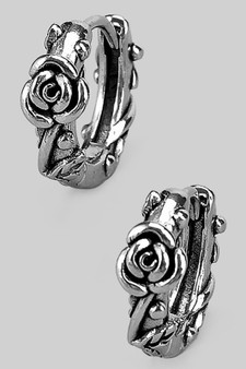 Dainty Stainless Steel Rose Hoops