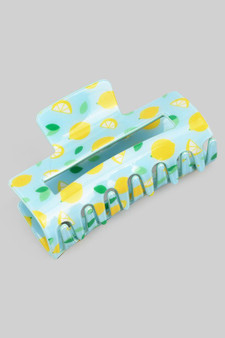 Shiny Acrylic Lemon Print Rectangular Hair Clip