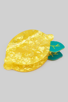 Playful Marbled Acrylic Lemon Hair Clip