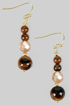 Stone And Bead Drop Earrings