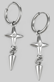 Star And Spike Charm Hoops