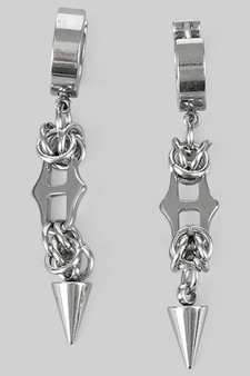 Stainless Steel Hoops With Dangling Spikes