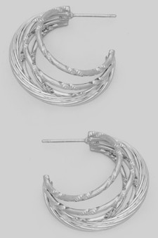 Textured Five Stack Hoop Earrings