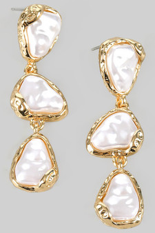 Triple Tiered Pearl Drop Earrings
