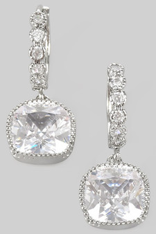 Small Pave Brass Hoops With Cz Stone Charm