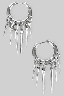 Dangling Spike Charm Hoops