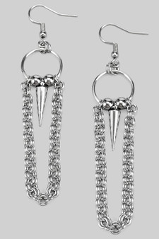 Stainless Steel Spike And O Chain Drop Earrings