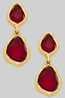 Tiered Red Stone Drop Earrings