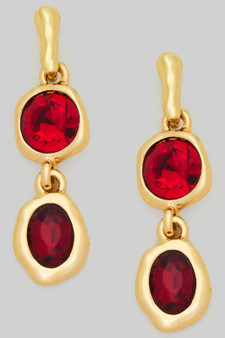 Dainty Two Stone Drop Earrings