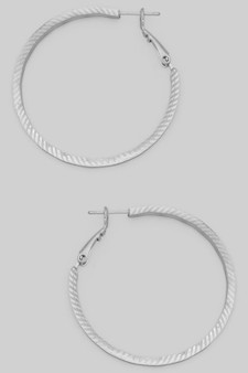 Slash Textured Hinge Hoop Brass Earrings
