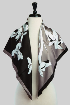 Silky Two Tone Floral Print Square Scarf